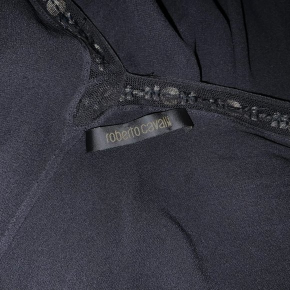 New Roberto Cavalli Black Beaded Silk Chiffon Cocktail Top Evening IT38 Tunic - Picture 11 of 12